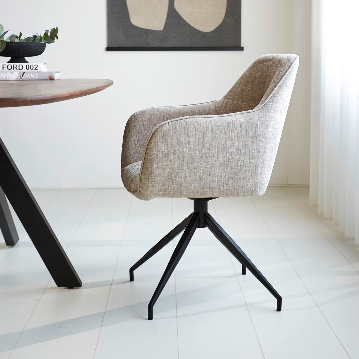 Armlehnstuhl Nancy Hellgrau B: 59 Cm - Hellgrau/Schwarz, MODERN, Textil/Metall (59/88/60cm) - MID.YOU