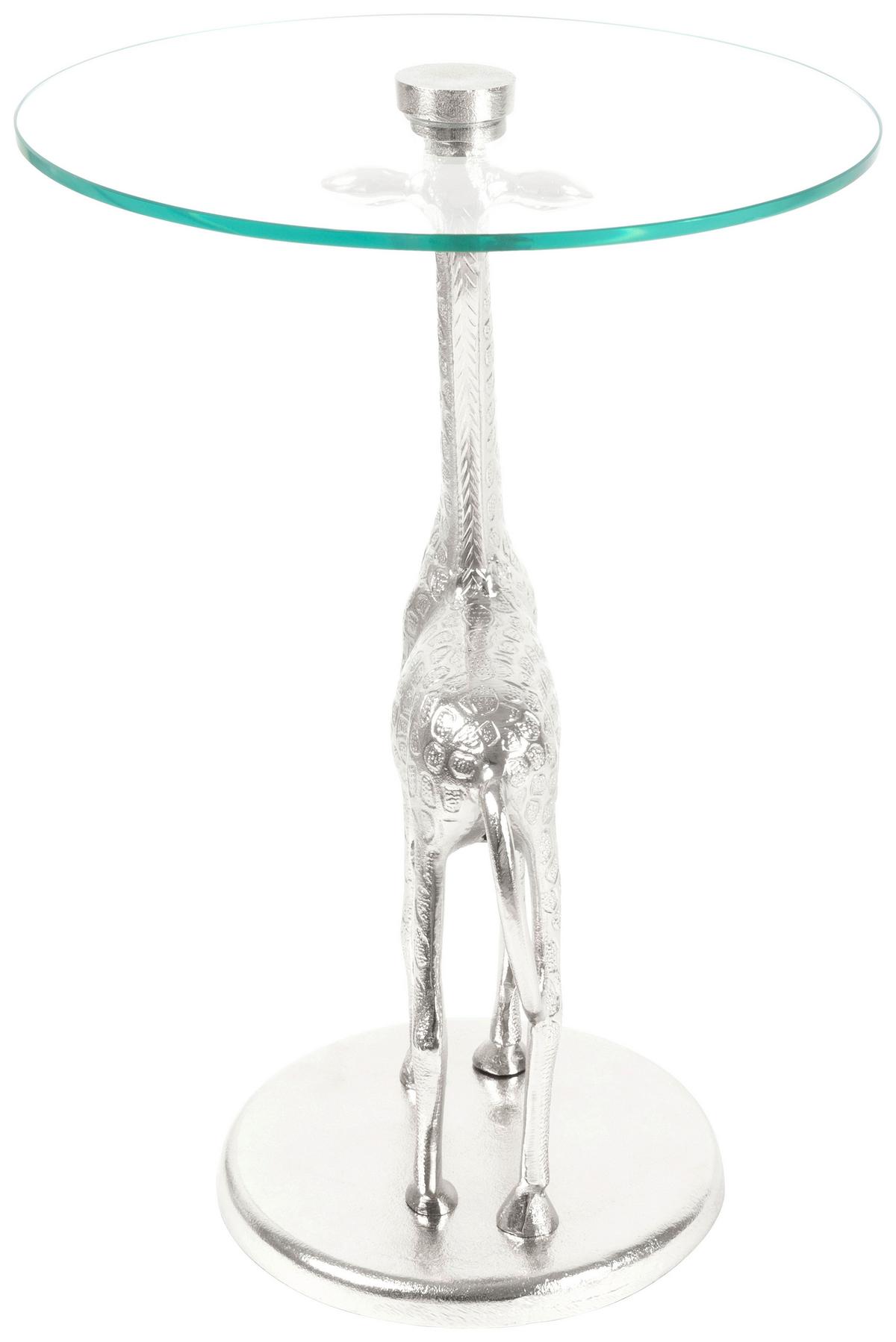 Beistelltisch Animalty 225 Silberfarben B: 58 Cm - Silberfarben, Design, Glas/Metall (40/40/58cm) - Kayoom