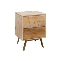 Noční stolek z mangového dřeva Sikar - barvy zlata/hnědá, Moderní, kov/dřevo (40/56/40cm) - MID.YOU