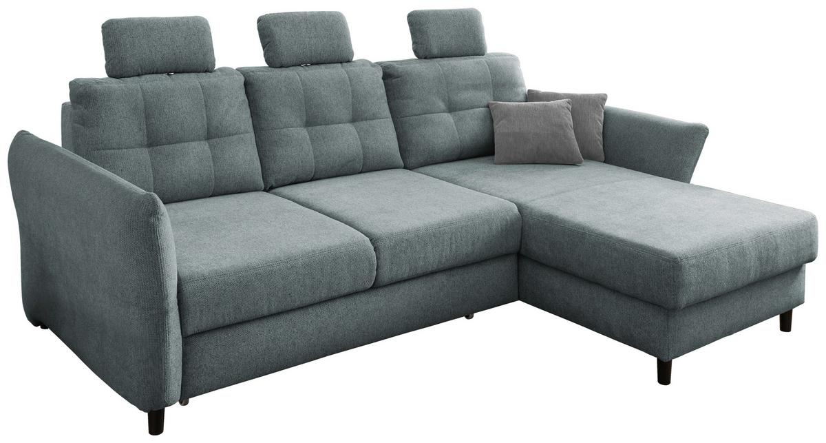 Ecksofa Brizzini Mintgrau S: 250-280/176 Cm - Mintgrau/Blau, MODERN, Holz/Textil (250-280/176cm) - Livetastic
