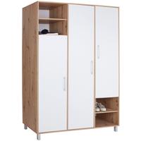 Kleiderschrank mit Fächern 147cm Box, Weiß/Eiche Dekor - Weiß/Eiche Artisan, MODERN, Holzwerkstoff (147/205/55cm) - Ondega