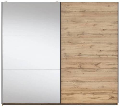 Schwebetürenschrank Tetrix - Klar/Eiche Wotan, MODERN, Glas/Holzwerkstoff (220/195,5/60cm) - MID.YOU