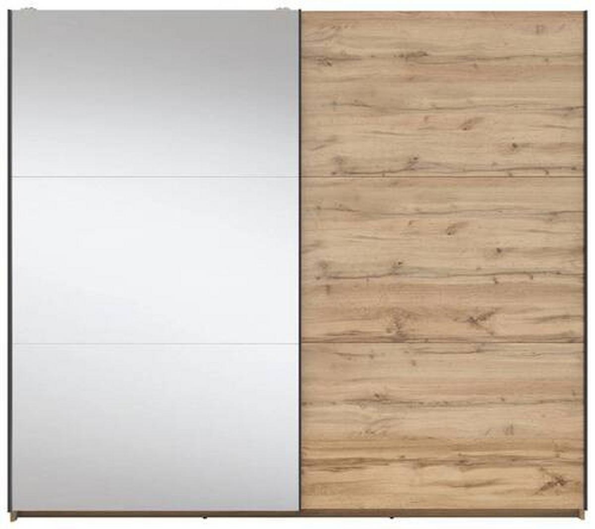Schwebetürenschrank Tetrix - Klar/Eiche Wotan, MODERN, Glas/Holzwerkstoff (220/195,5/60cm) - MID.YOU