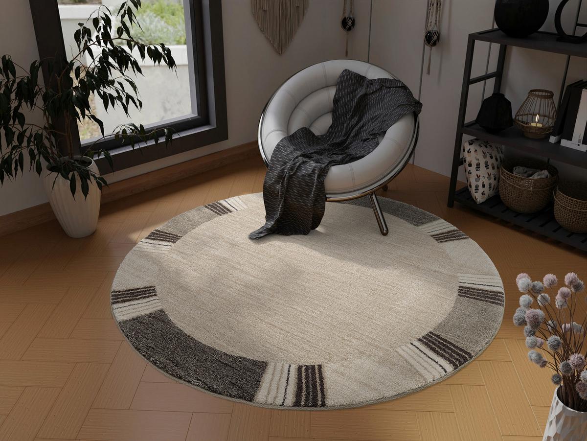 Webteppich Palazzo Lobo Braun/Beige Rund Ø 200 cm - Beige/Braun, KONVENTIONELL, Textil (200cm) - Novel
