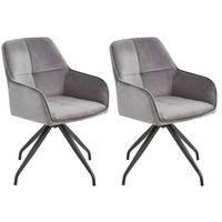 Armlehnstuhl Rapallo Grau Drehbare Sitzfläche 2er-Set - Schwarz/Grau, MODERN, Holz/Textil (57/83,5/60cm) - Livetastic