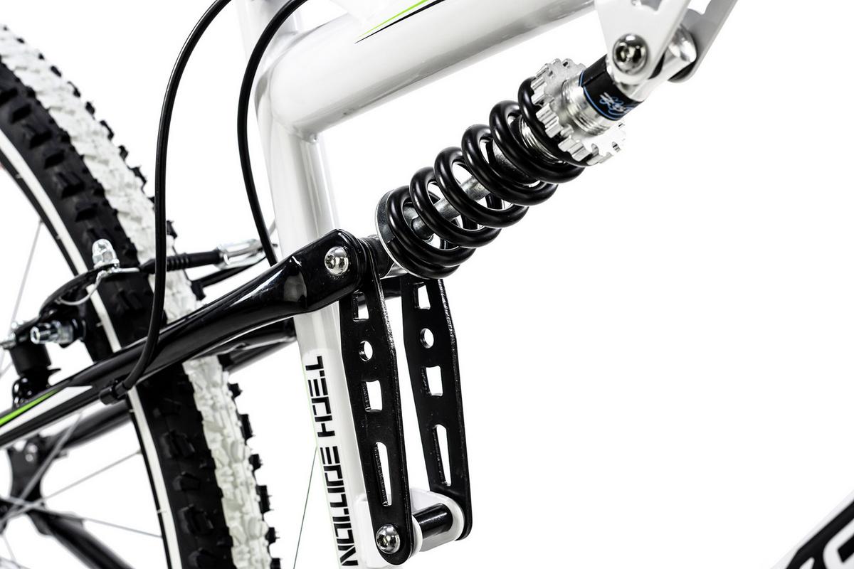 Mountainbike Fully 26 Zoll Scrawler 21 Gänge - Weiß/Grün, Basics, Metall (180/70cm) - KS Cycling