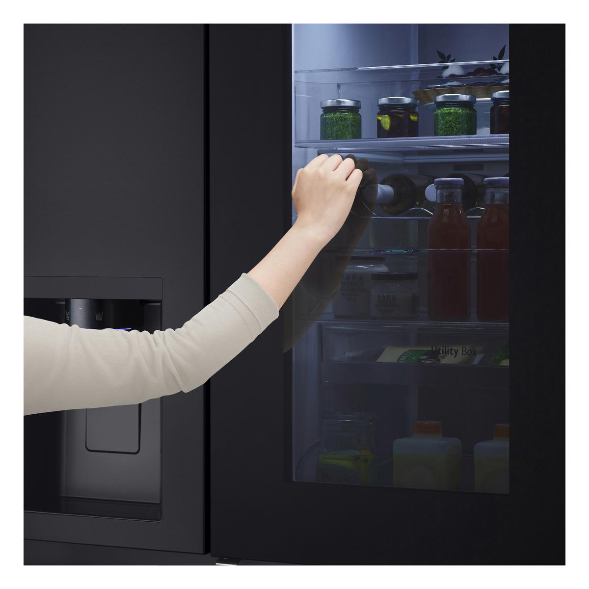 Kühl-Gefrier-Kombination LG Gsxe90evdd - Schwarz, Basics, Glas/Kunststoff (91.3/179/73.5cm)