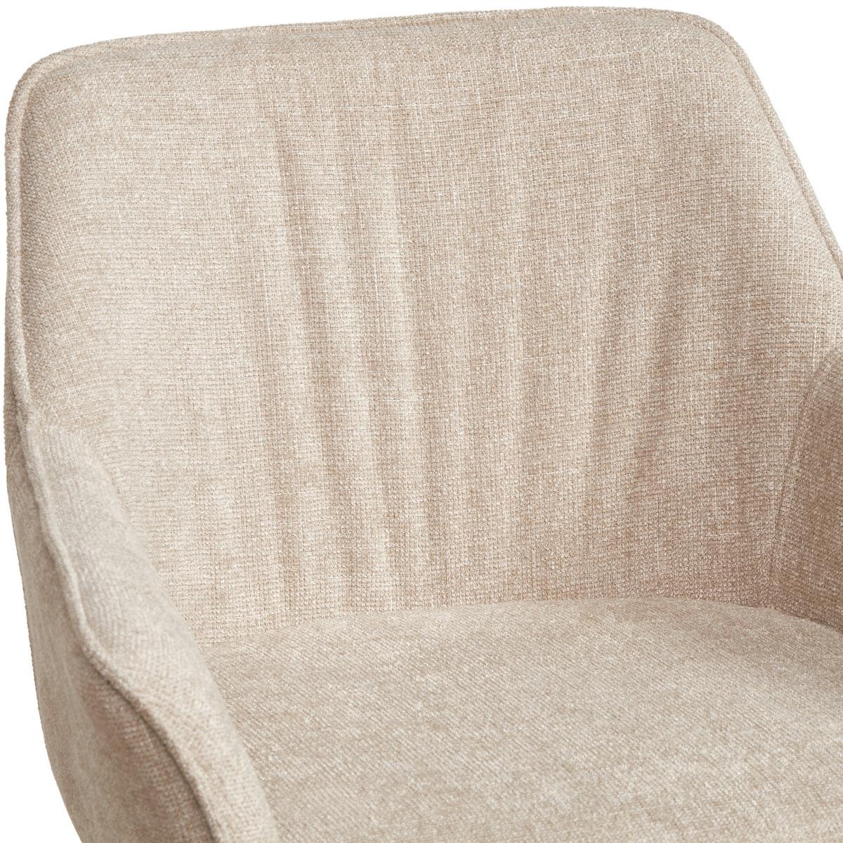 Barhocker Pim Mit Armlehne Leinenoptik Beige, B: 57 Cm - Beige/Schwarz, KONVENTIONELL, Holz/Textil (57/105/57cm) - MID.YOU