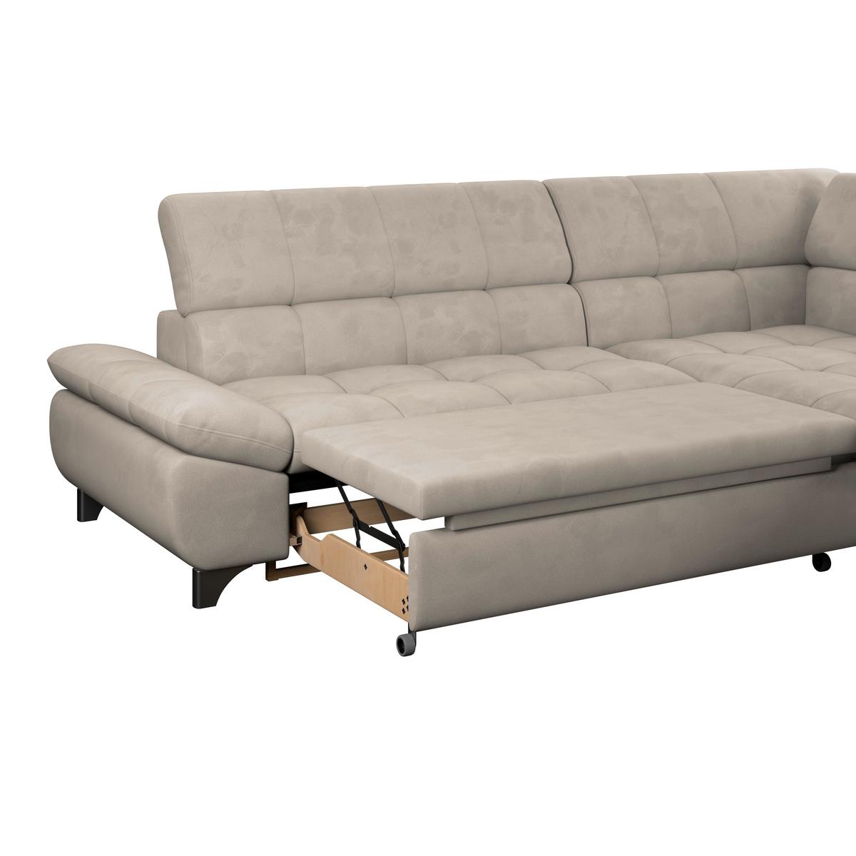 Ecksofa Gemini Naturfarben, B: 312cm - Chromfarben/Naturfarben, KONVENTIONELL, Textil (312/234cm)