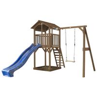Spielturm Axi Beach Tower Single Swing - Blau/Braun, KONVENTIONELL, Holz (284/242/349cm) - Ambia Garden