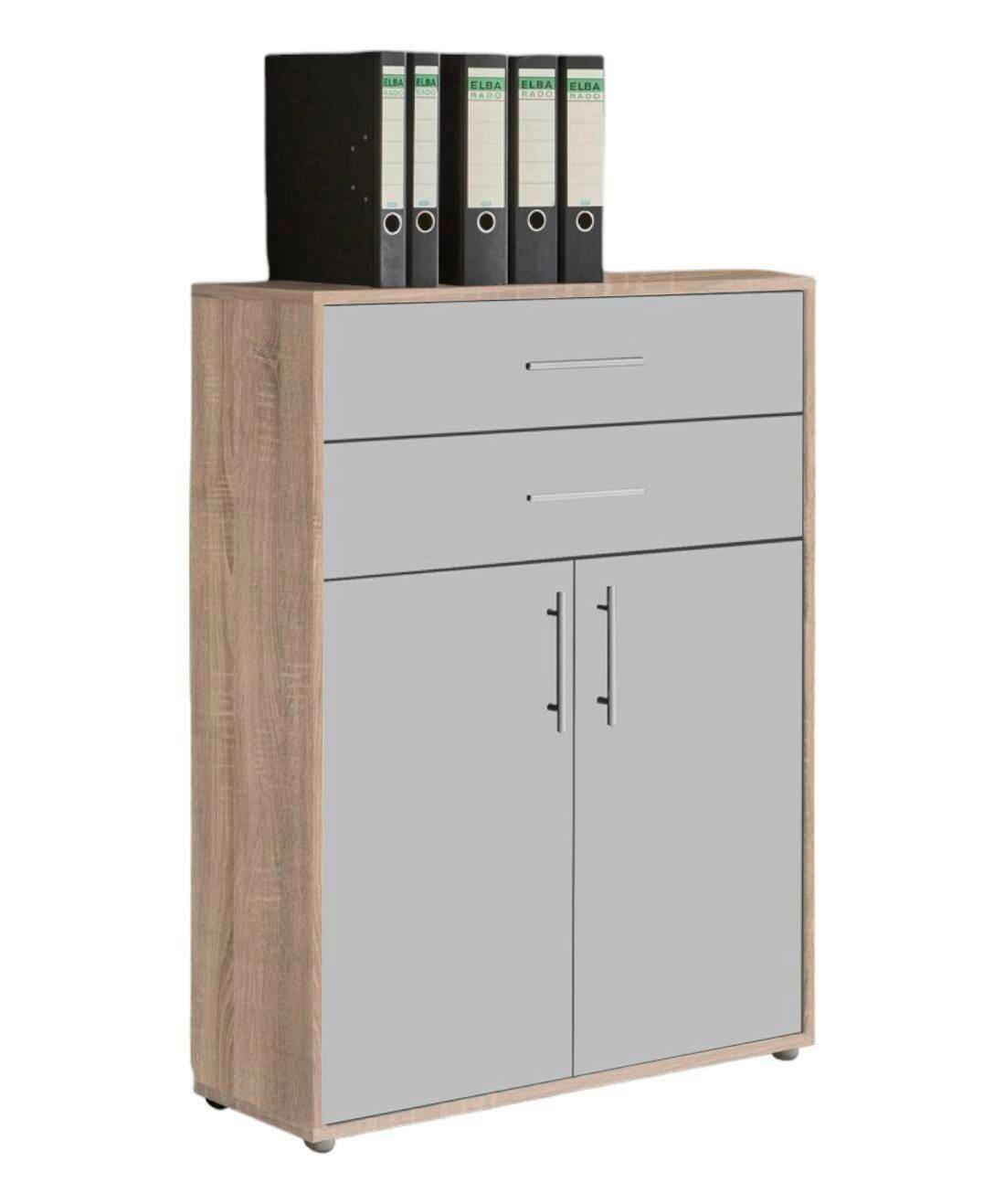 AKTENSCHRANK OFFICE EDITION - Hellgrau/Sonoma Eiche, LIFESTYLE, Holzwerkstoff (84,4/113,6/33cm) - MID.YOU