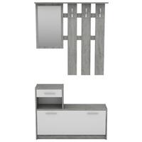 Garderoben-Set Tamina Grau/Weiß 2--Teilig. Mit Spiegel - Weiß/Grau, MODERN, Glas/Holzwerkstoff (97/190/25cm) - MID.YOU