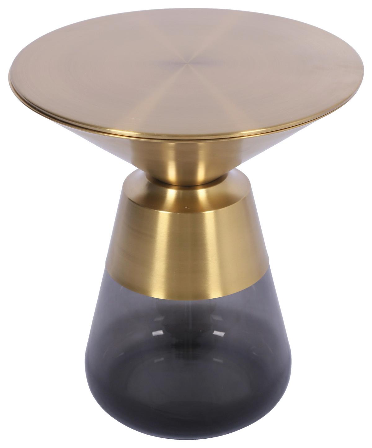 ODKLÁDACÍ STOLEK BAILY -TREND- - šedá/barvy zlata, Romantický / Rustikální, kov/sklo (48/54.5/48cm) - Premium Living