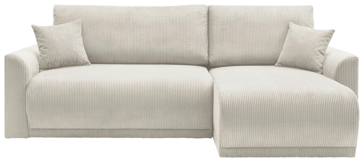Rohová sedačka KIM L146, oboustranná, krémový manšestr - krémová, Moderní, dřevo (233/146cm)