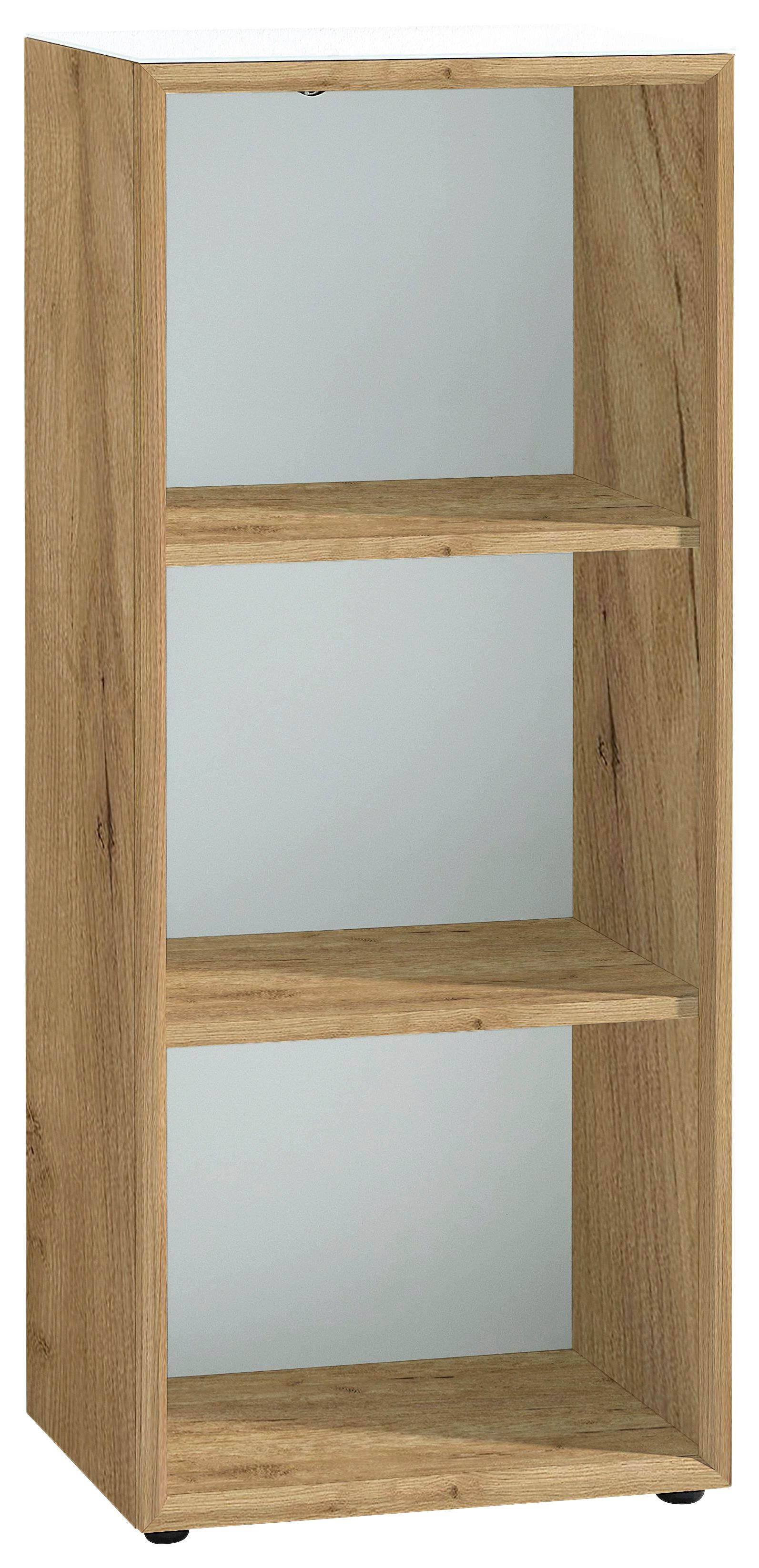 Aktenregal Gw-Monteria Weiß/Eiche Dekor - Eichefarben/Schwarz, MODERN, Glas/Holzwerkstoff (50/120/37cm) - Germania