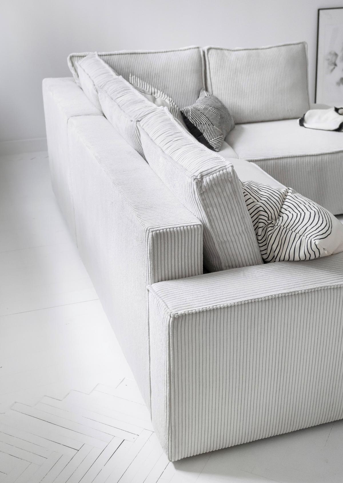 Sedačka OLIVER, pravá, béžová barva - černá/béžová, Design, textil/plast (247/194cm) - MID.YOU