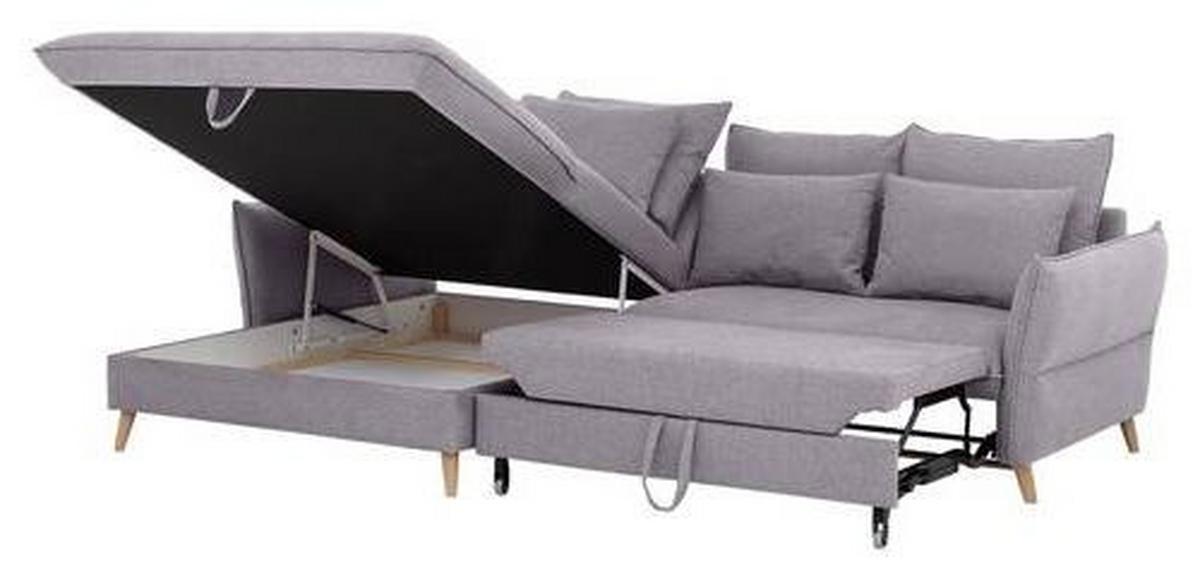 Eckschlafsofa Walter Hellgrau S: 170 cm - Buchefarben/Hellgrau, Design, Textil (170/274cm) - Livetastic