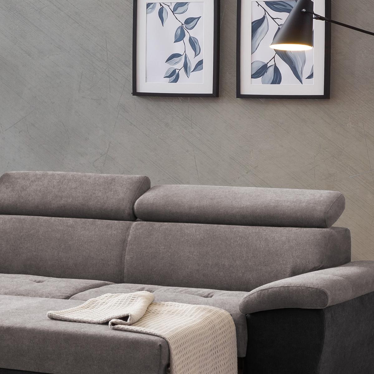 Ecksofa Mit Bettkasten Antero Kopfteile Verstellbar - Chromfarben/Schwarz, Design, Textil (216/262cm) - Livetastic