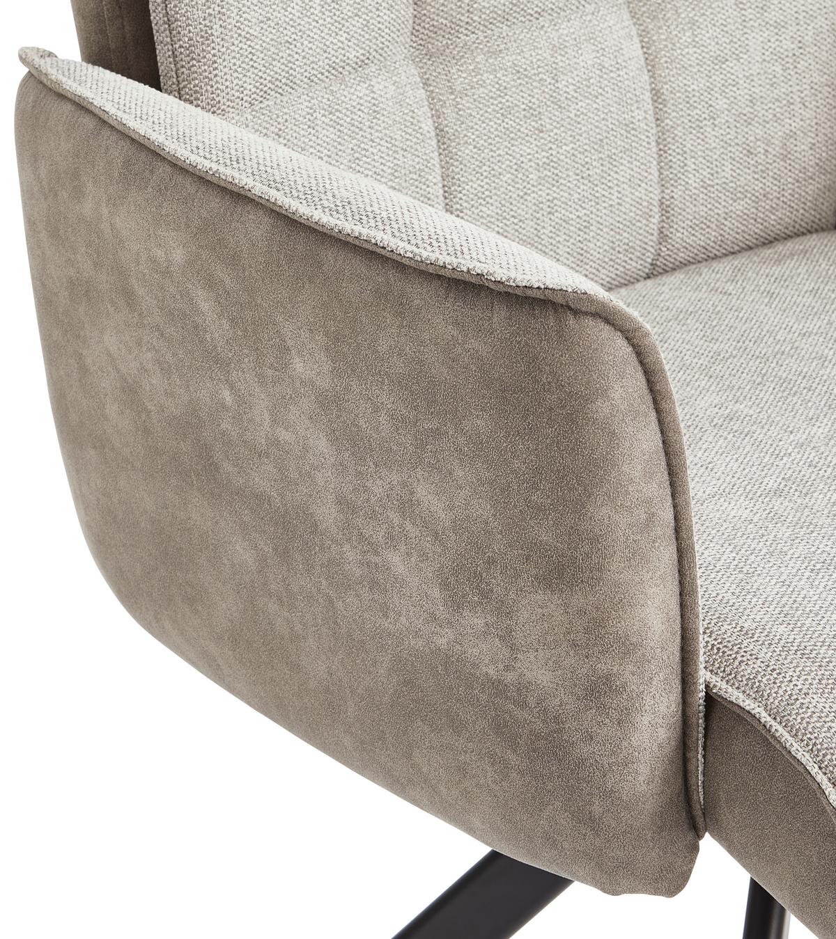 Armlehnstuhl Frida Grau drehbare Sitzfläche - Schwarz/Grau, MODERN, Holz/Textil (61/91/64cm) - Livetastic