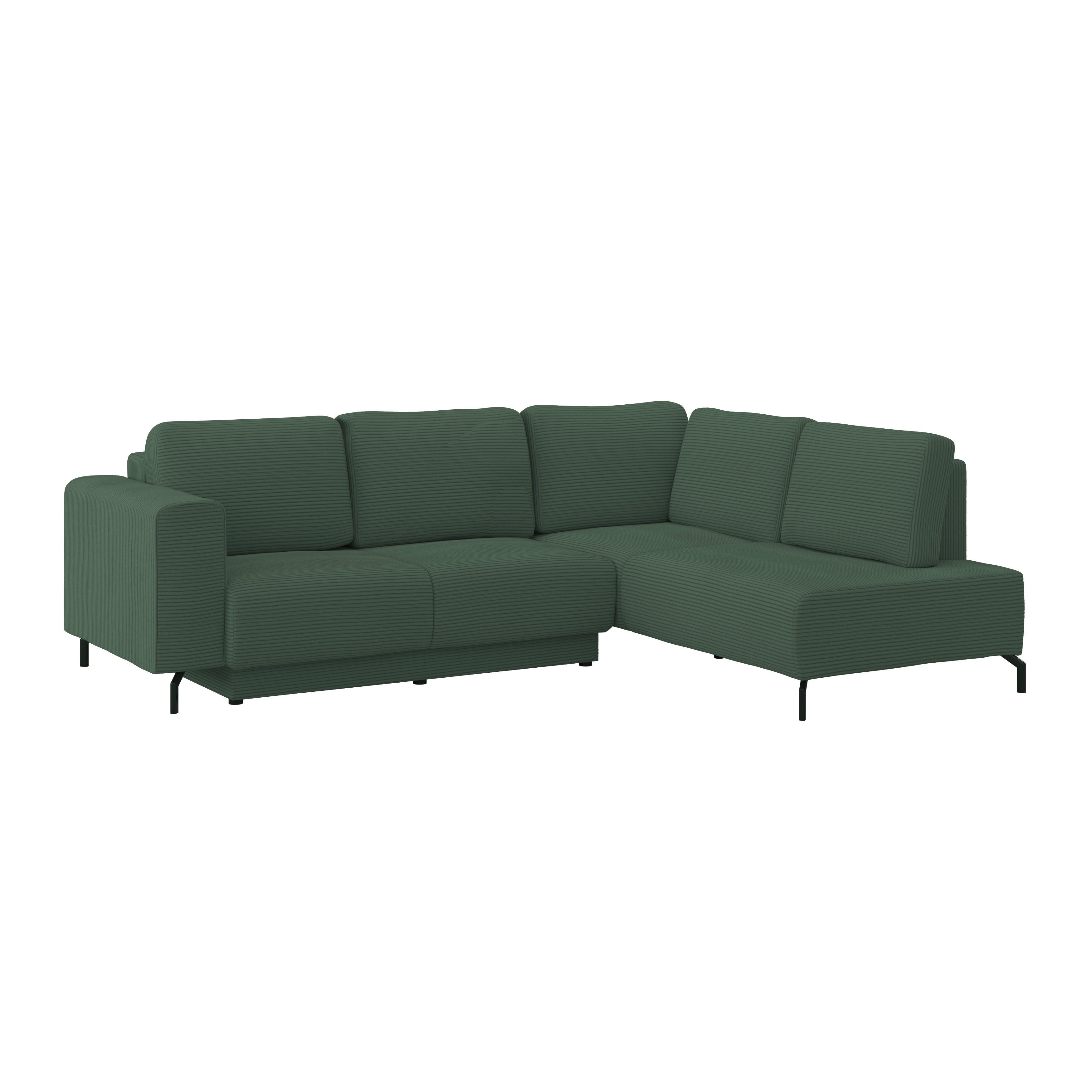 Ecksofa Veni Ecke R - Dunkelgrün/Schwarz, MODERN, Textil (272/210cm) - Ondega
