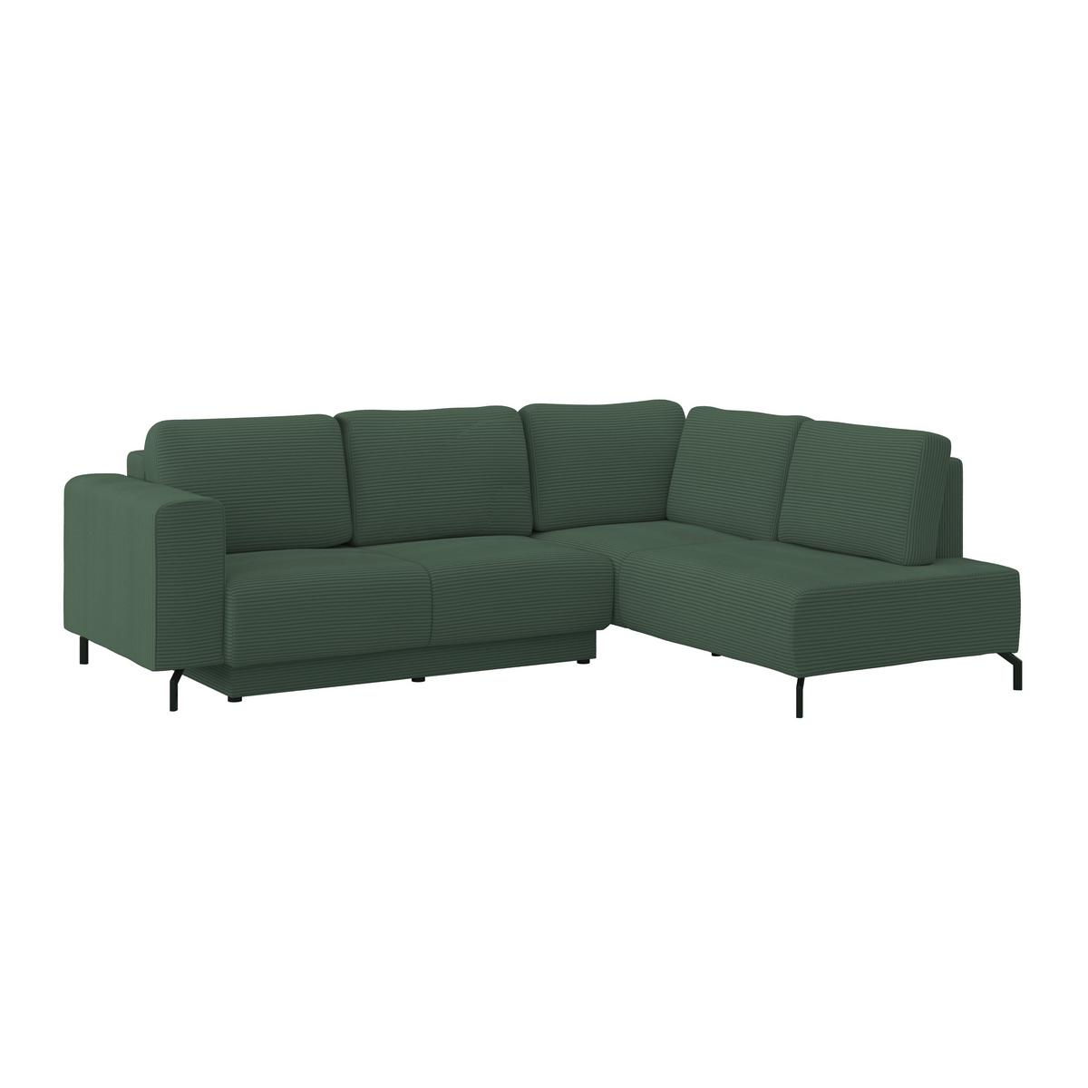 Ecksofa Veni Ecke R - Dunkelgrün/Schwarz, MODERN, Textil (272/210cm) - Ondega