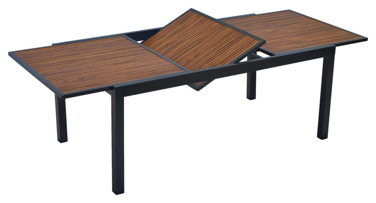 Gartentisch ausziehbar Paxos Akazienholz/Metall L 180-240cm - Graphitfarben/Naturfarben, MODERN, Holz/Metall (180-240/100/75cm) - Gardenson