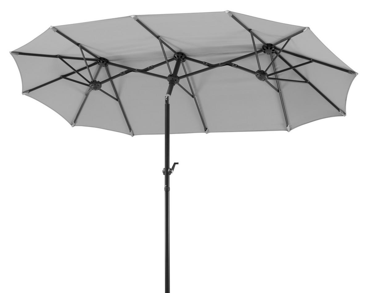 Doppelsonnenschirm Salerno BxHxT: 300x220x150cm Silbergrau - Anthrazit/Hellgrau, Basics, Textil/Metall (300/220/150cm) - Schneider