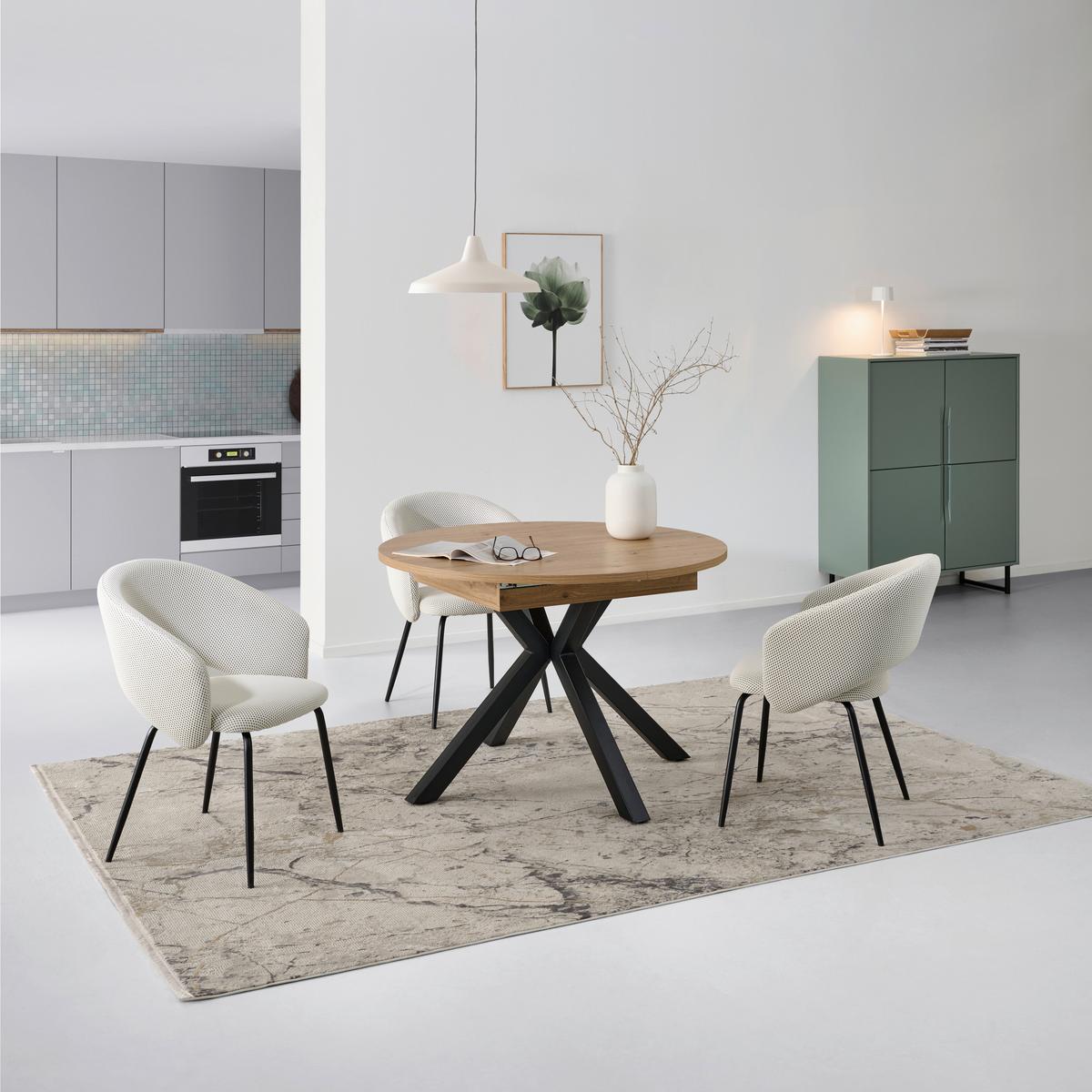 Ausziehtisch Bozan 110 Az 110-150x76x110cm Eiche - Schwarz/Eiche Artisan, KONVENTIONELL, Holzwerkstoff/Metall (110-150/76/110cm) - MID.YOU