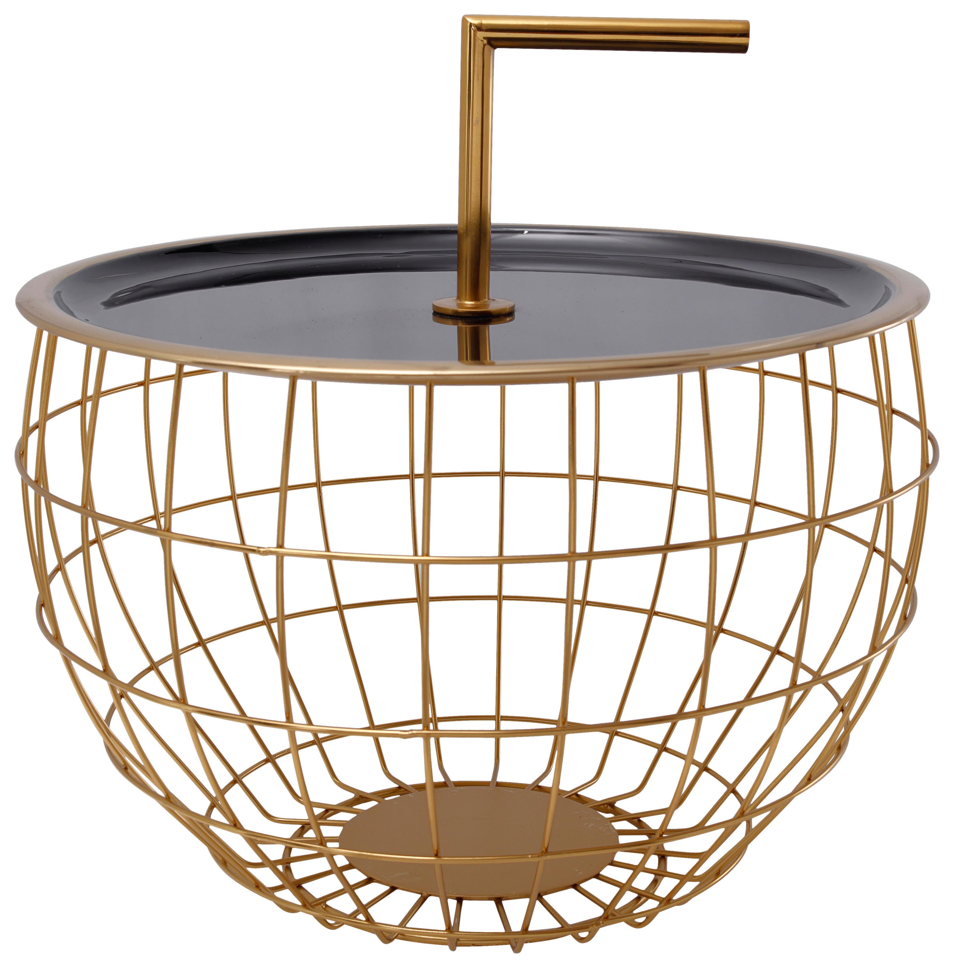 PRÍRUČNÝ STOLÍK ART DECO - čierna/zlatá, Design, kov (42,5/42,5/29cm) - MID.YOU