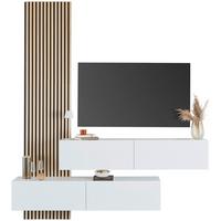 Wohnkombination Otis 4 Otis - Weiß Hochglanz/Schwarz, MODERN, Glas/Holzwerkstoff (240/75/34,6cm)