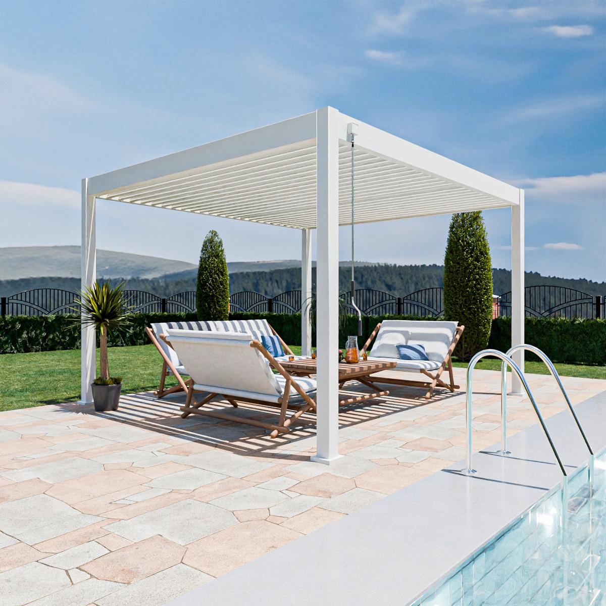 Pergola 360x400 Cm Wetterbeständig, Weiß - Weiß Hochglanz, Basics, Metall (360/255/400cm)