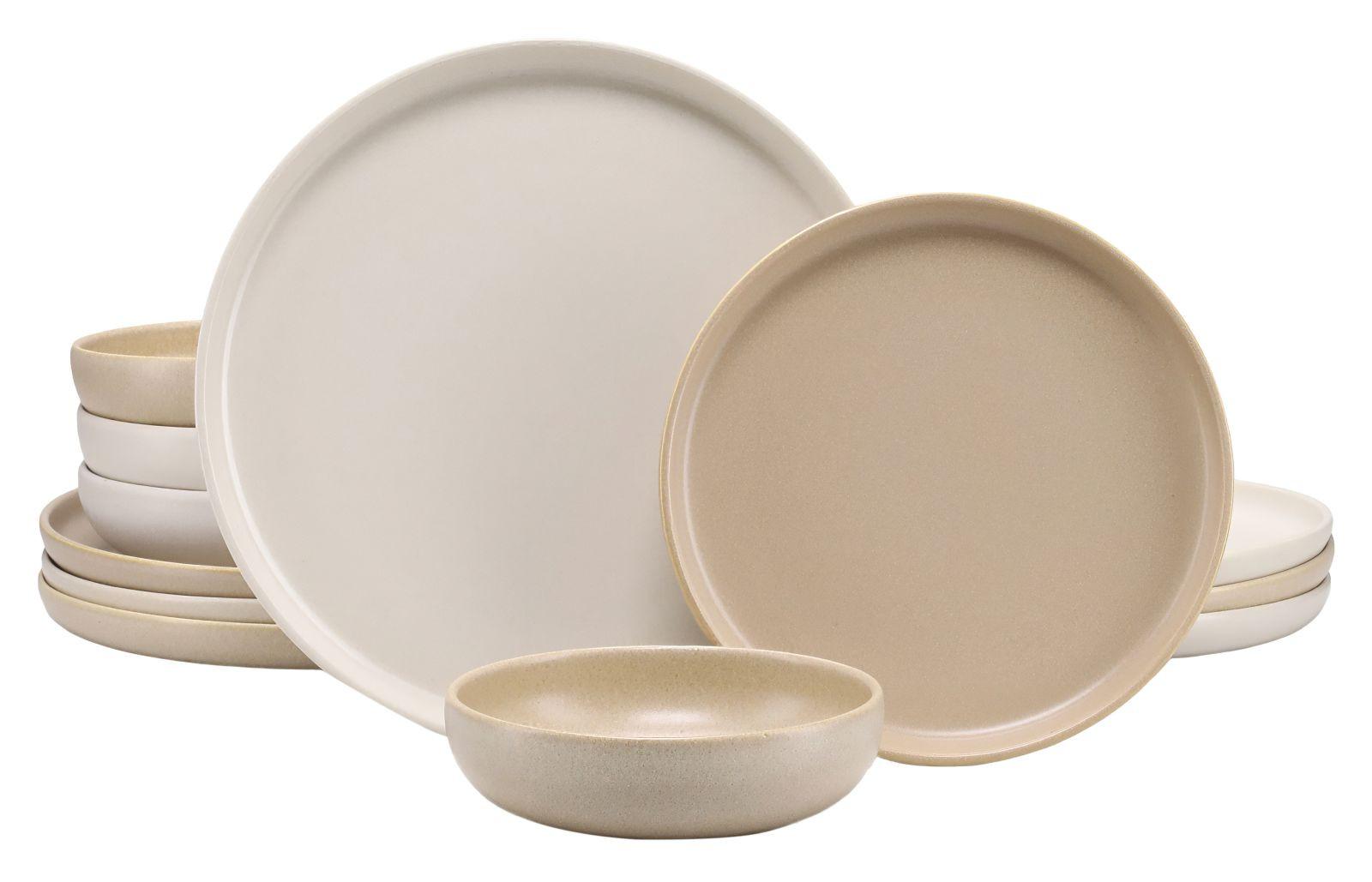 Tafelservice Uno Toscana, Creme, 12--Teilig. - Sandfarben/Creme, Basics, Keramik - Creatable