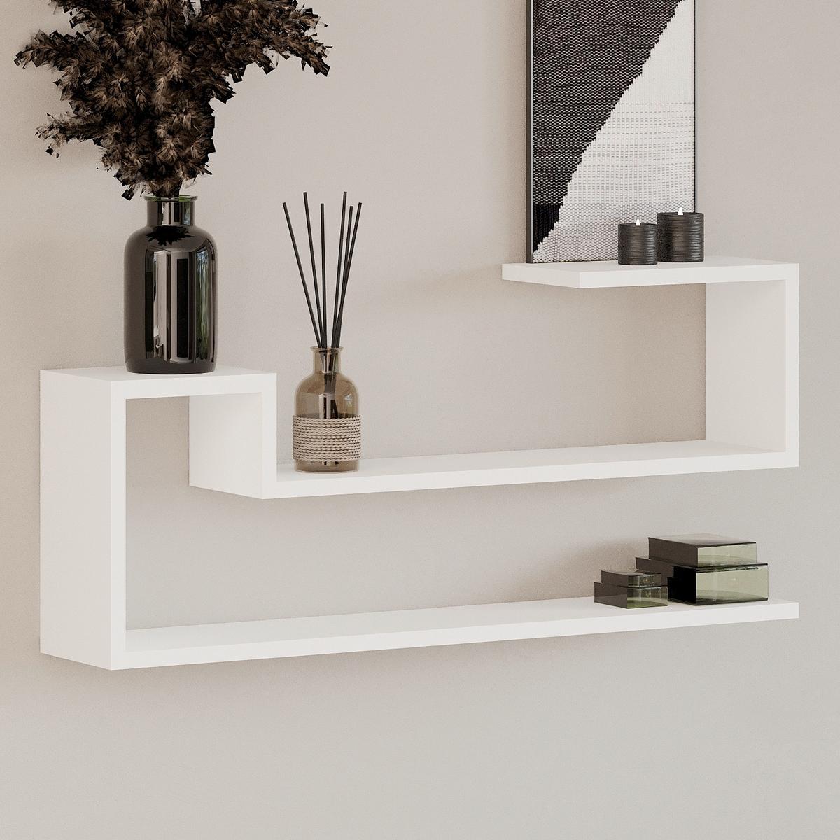 Wandregal Ravi Weiß B: 90 cm - Weiß, Design, Holzwerkstoff (90/41,2/17cm) - Livetastic