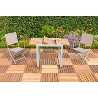 Gartentisch ausziehbar Naxos Akazie/Aluminium L: 80 cm - Silberfarben/Akaziefarben, KONVENTIONELL, Holz/Metall (80-120/74/70cm) - Gardenson