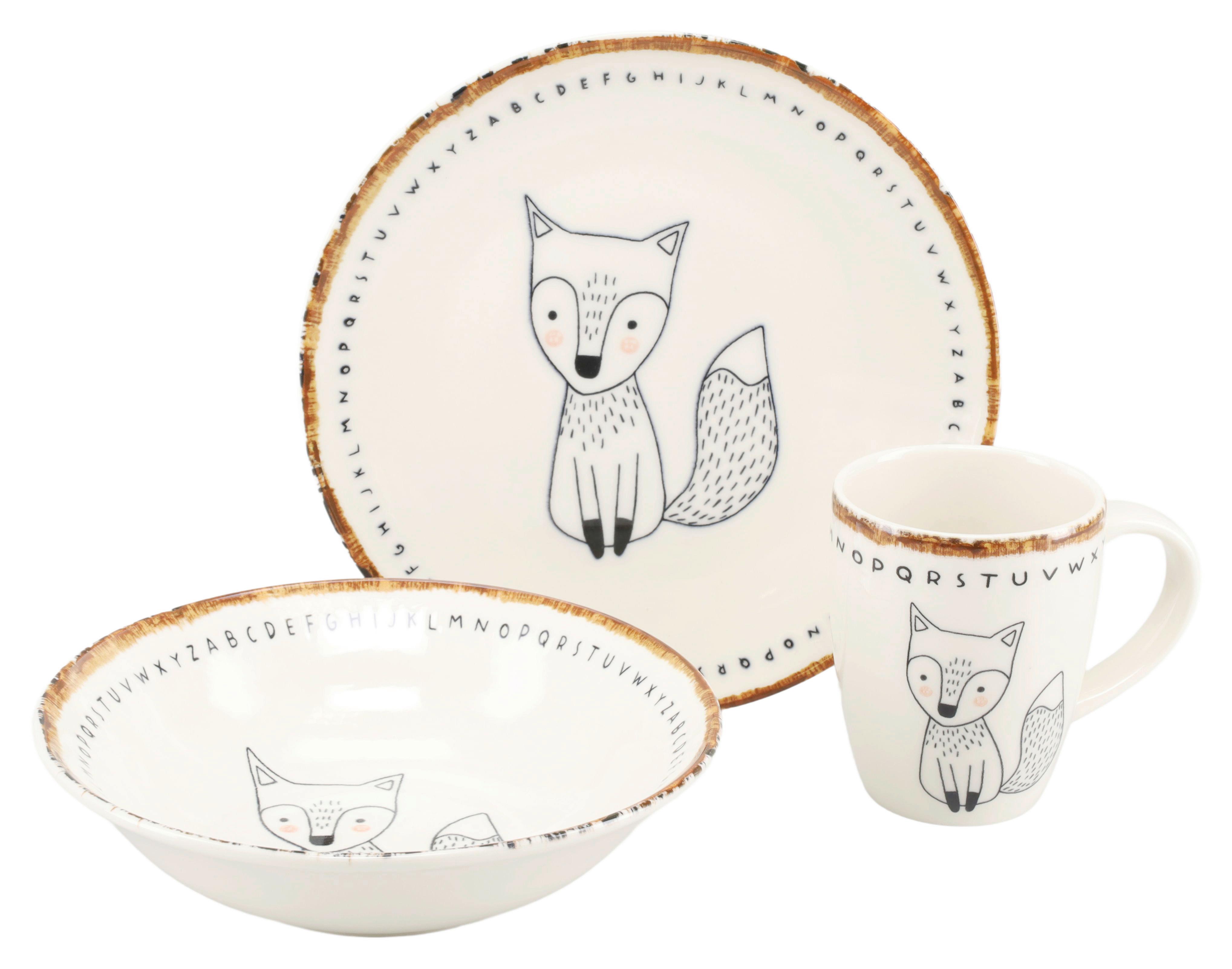 Kindergeschirrset Mutlicolor Steinzeug Fuchs - Multicolor, Basics, Keramik - Creatable