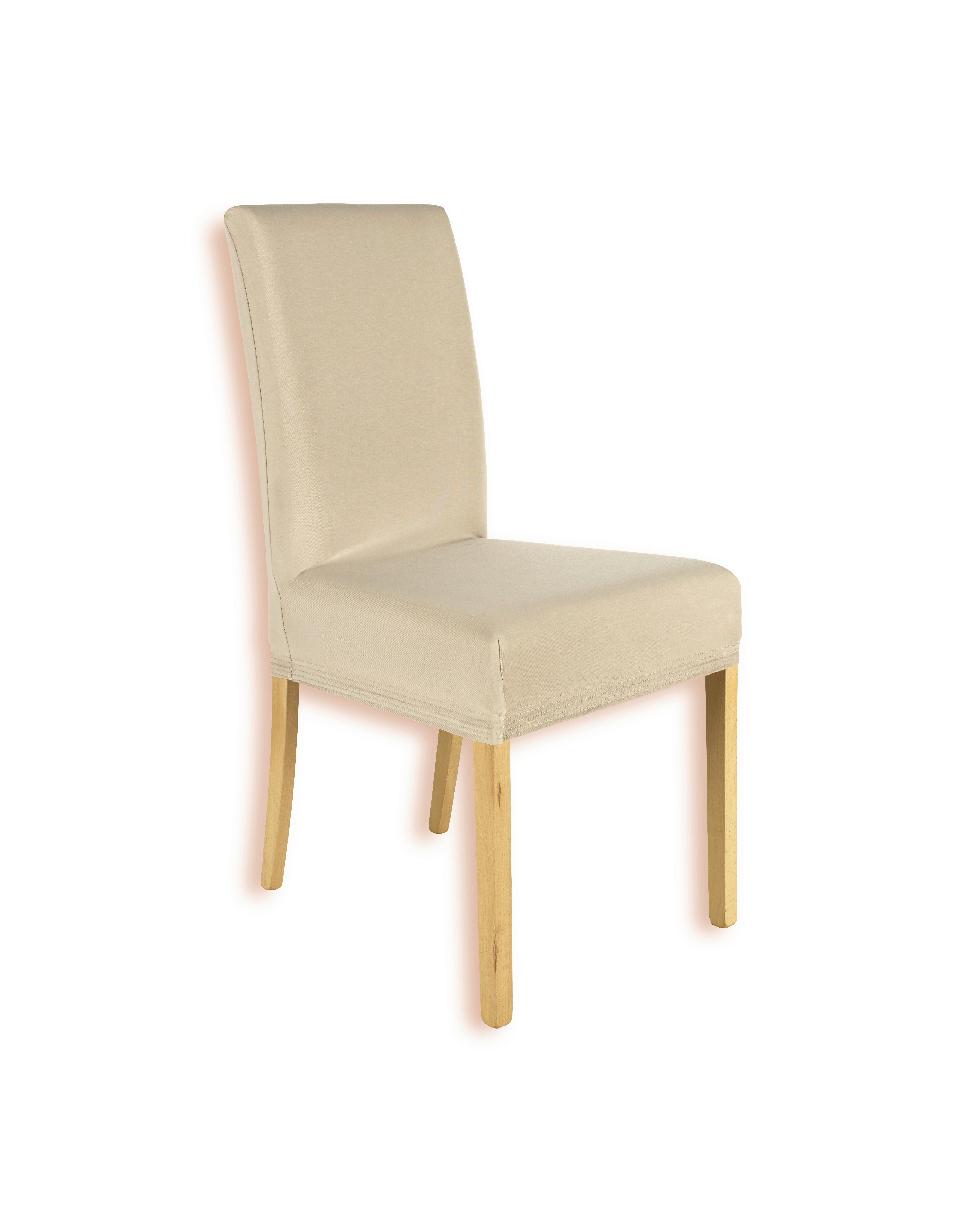 Stuhlhusse Adelisa Jersey Beige LxBxH: 47x47x67 cm - Beige, MODERN, Textil - Luca Bessoni