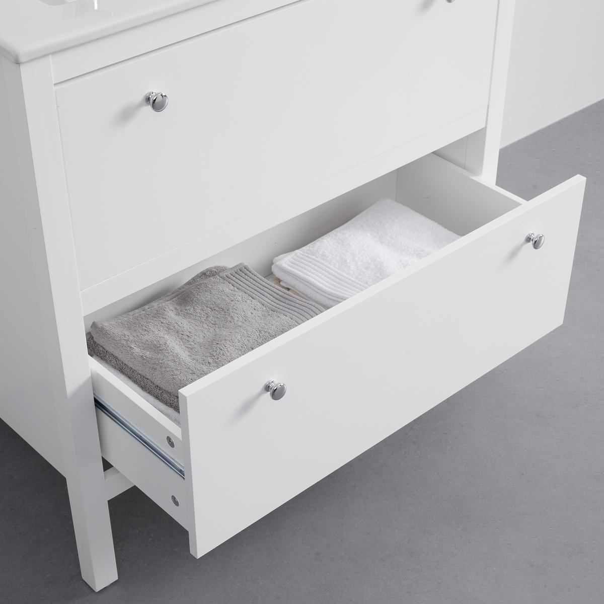 Spodná skrinka GINEVRA biela - biela/strieborná, Modern, kov (80/80/46cm) - Bessagi Home