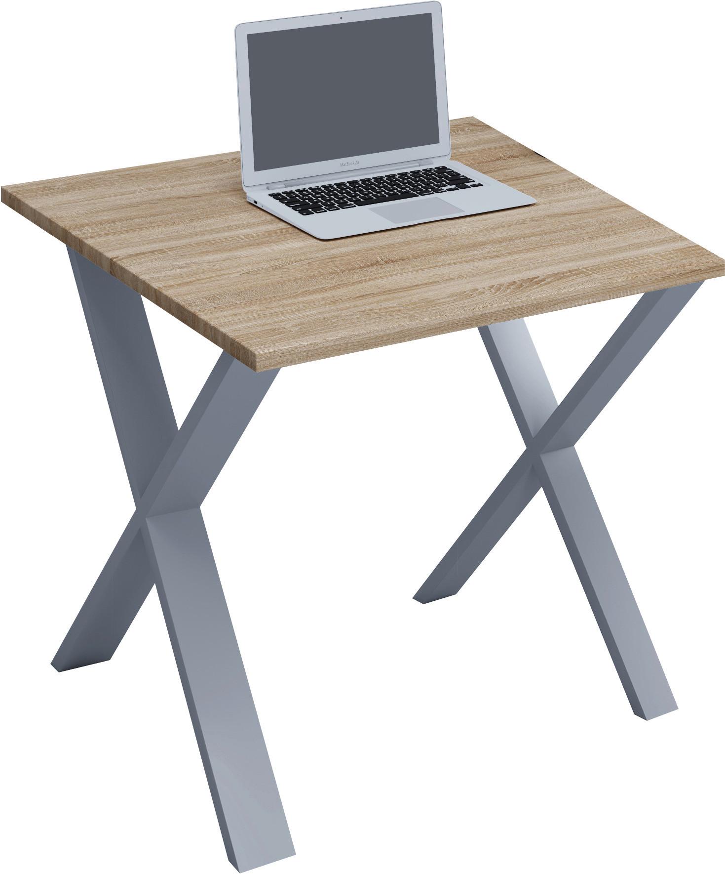 Schreibtisch Lona Sonoma Eiche B: 50 cm - Silberfarben/Sonoma Eiche, MODERN, Holzwerkstoff/Metall (80/50/76cm) - MID.YOU