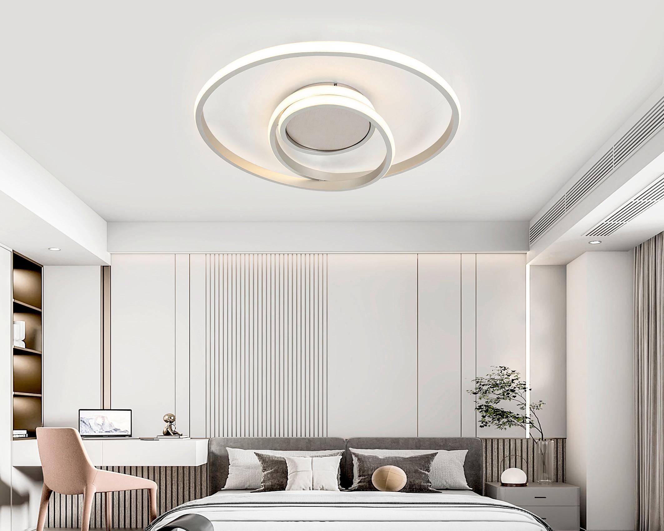 LED-Deckenleuchte Charlotte - Champagner/Weiß, Basics, Kunststoff/Metall (45/5,5cm) - Luca Bessoni