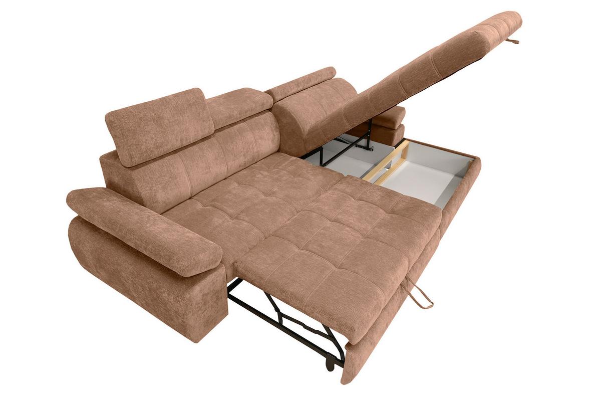 Rohová sedačka VEGAS, pravá, terracottová žinylka - černá/terracotta, Design, dřevo/textil (294/173cm)