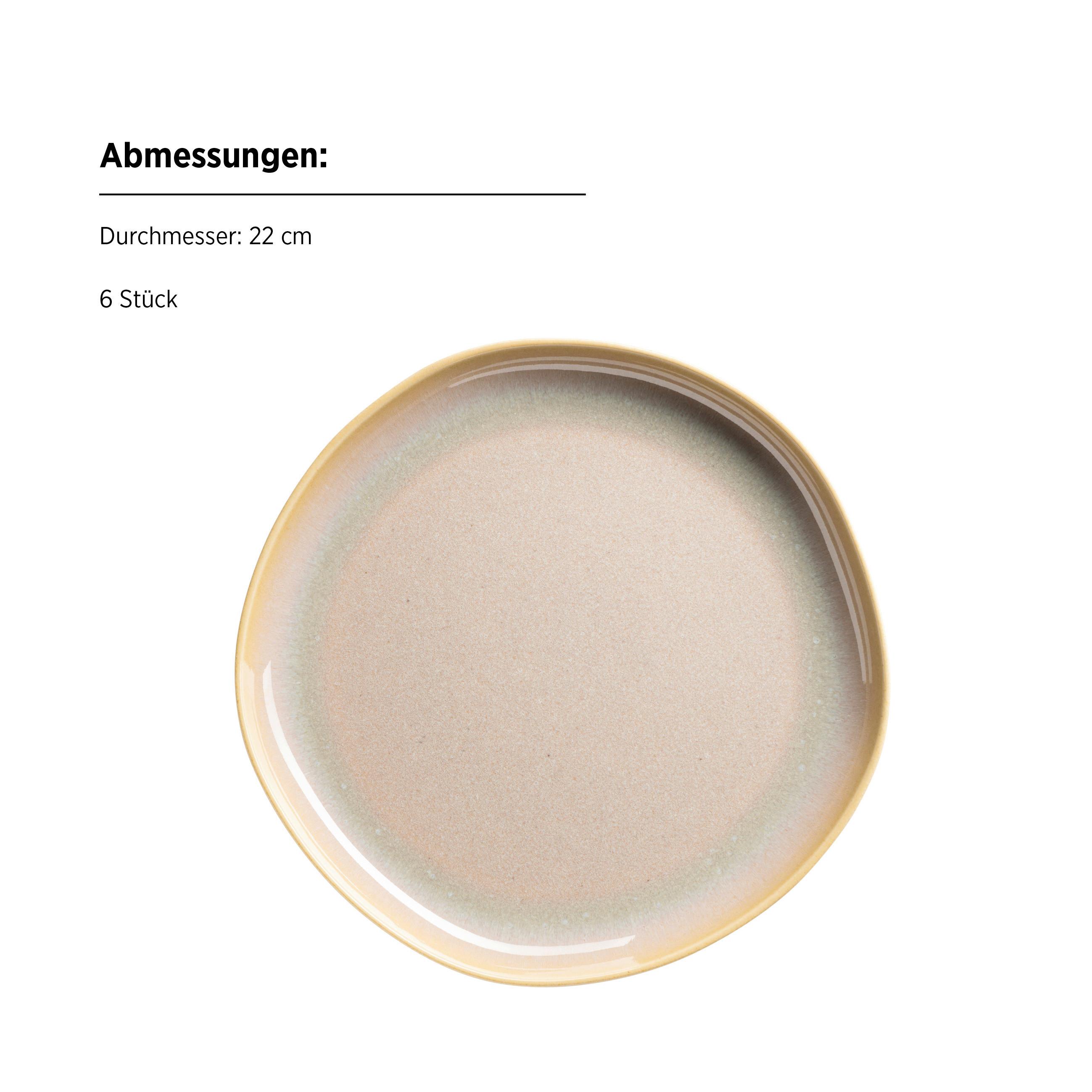 Desserttellerset Cordelia Sandfarben, 6-teilig - Sandfarben, Trend, Keramik (22cm) - Mäser