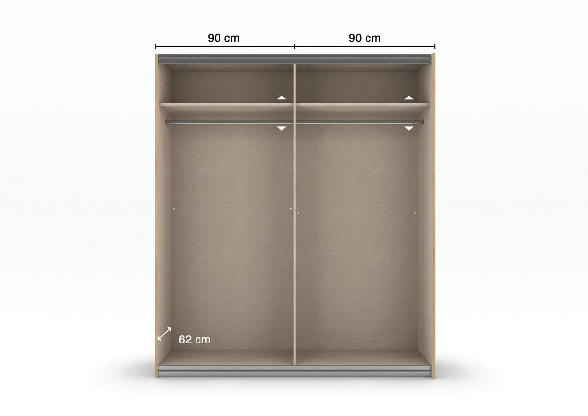 Schwebetürenschrank Bilbao Eiche Artisan/Grau B: 181 cm - Eiche Artisan/Grau, MODERN, Holzwerkstoff (181/210/62cm) - Rauch Möbel