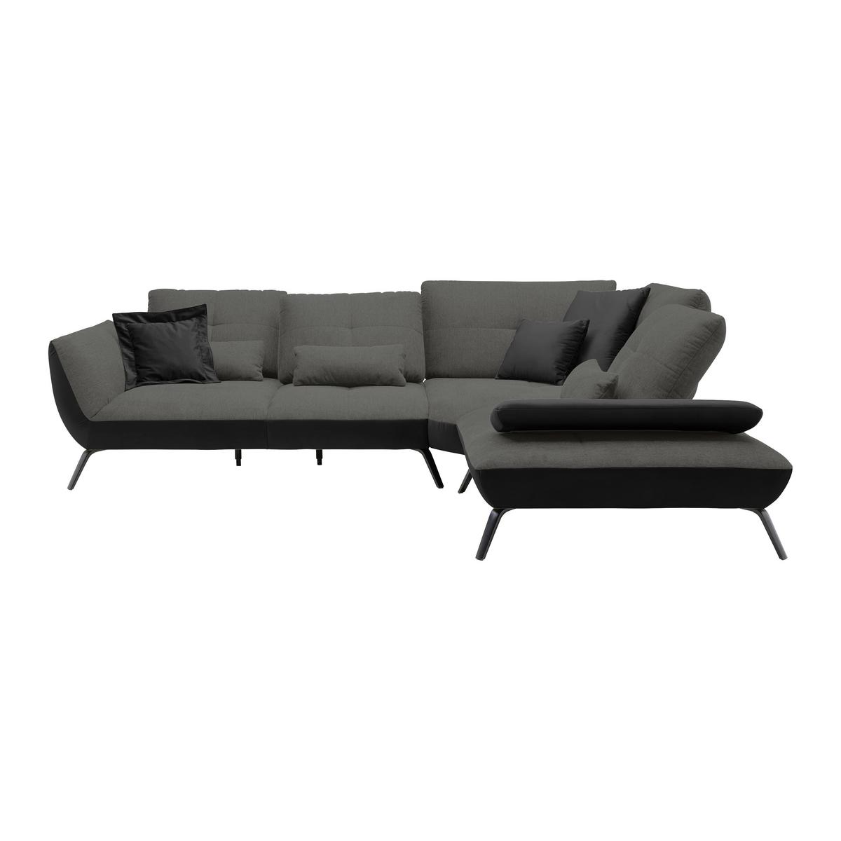 Rohová sedačka TRENDY, pravá, černá / antracitová - černá/antracitová, Moderní, kov/kompozitní dřevo (310/93/250cm) - Premium Living