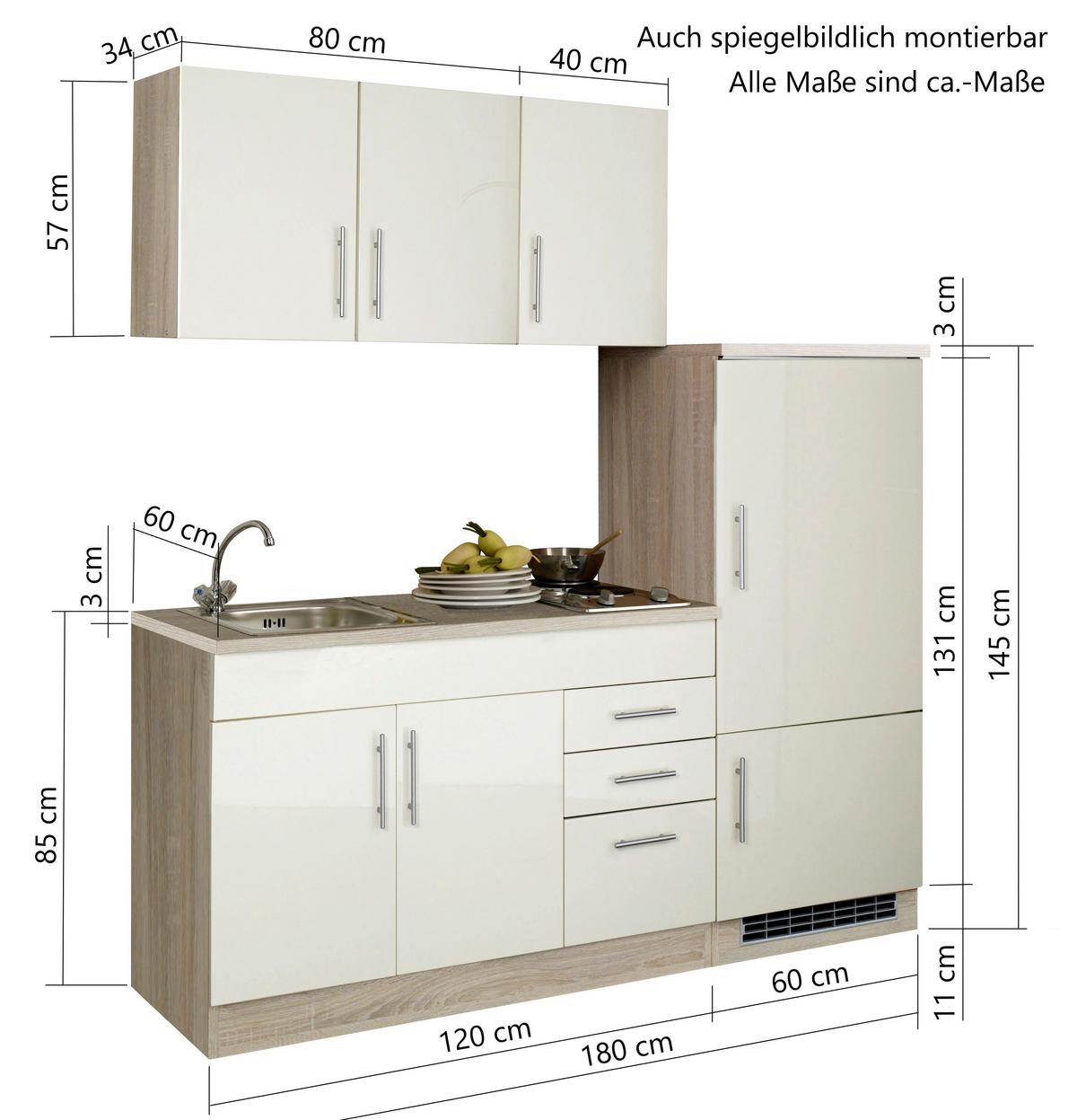 Küchenblock Toronto Buchefarben/graphit B: 180 Cm - Buchefarben/Graphitfarben, MODERN, Holzwerkstoff (180cm) - Held