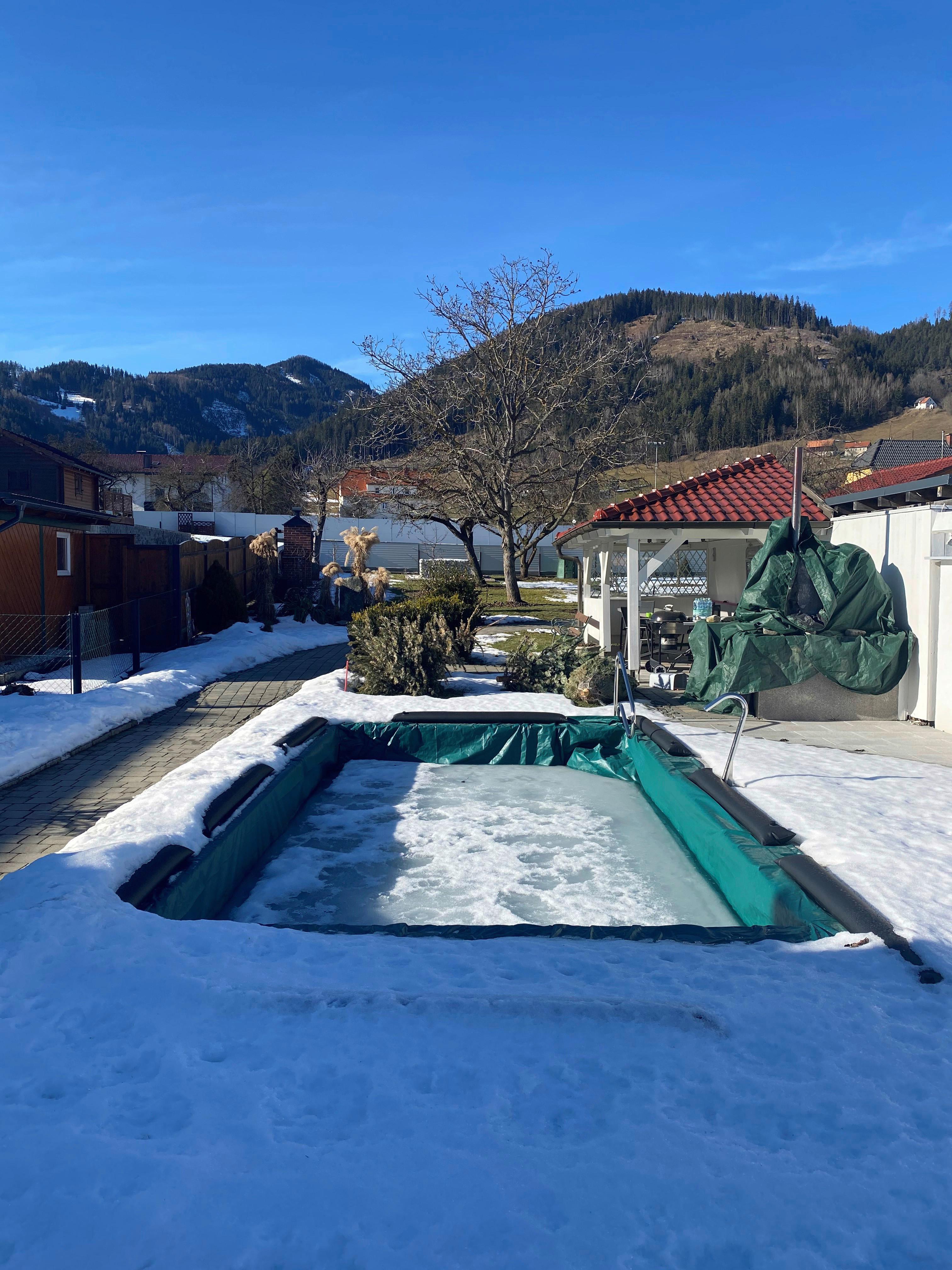 Poolabdeckplane Wintersack 8x4, Absenkung 70cm - Grün, Basics, Kunststoff