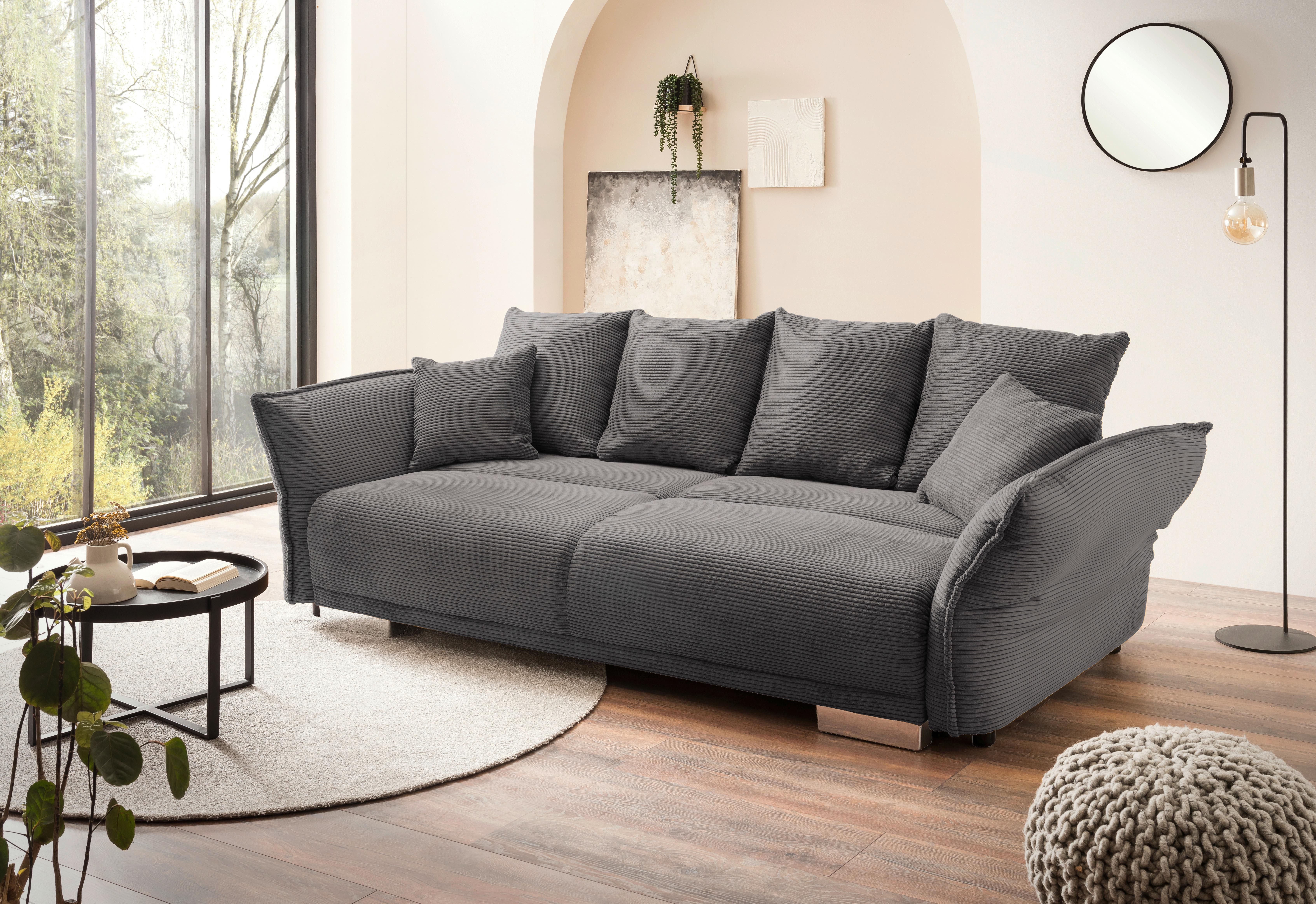 Bigsofa Pera, Grau B: 242 cm - Chromfarben/Grau, MODERN, Textil (242/71/90/131cm) - Livetastic