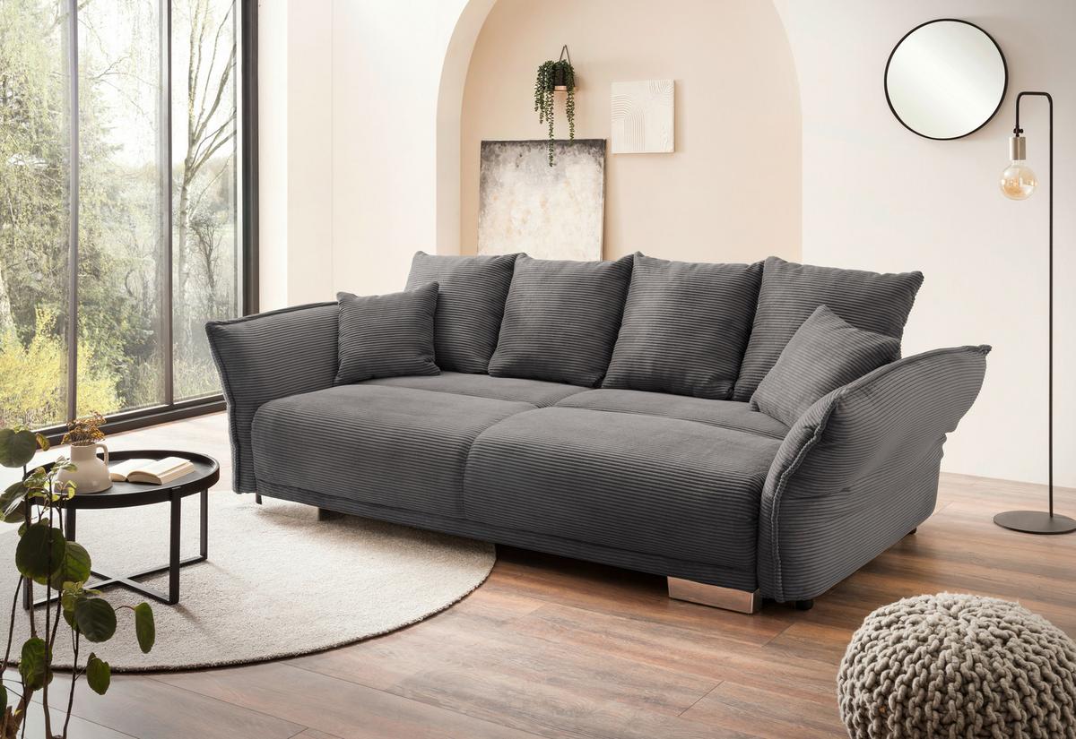 Bigsofa Pera, Grau B: 242 cm - Chromfarben/Grau, MODERN, Textil (242/71/90/131cm) - Livetastic