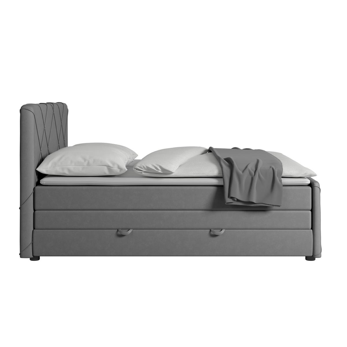 Boxspringbett mit Bettkasten Cordoba, 180x200 cm - Hellgrau/Schwarz, MODERN, Karton/Holz (180/200cm) - MID.YOU