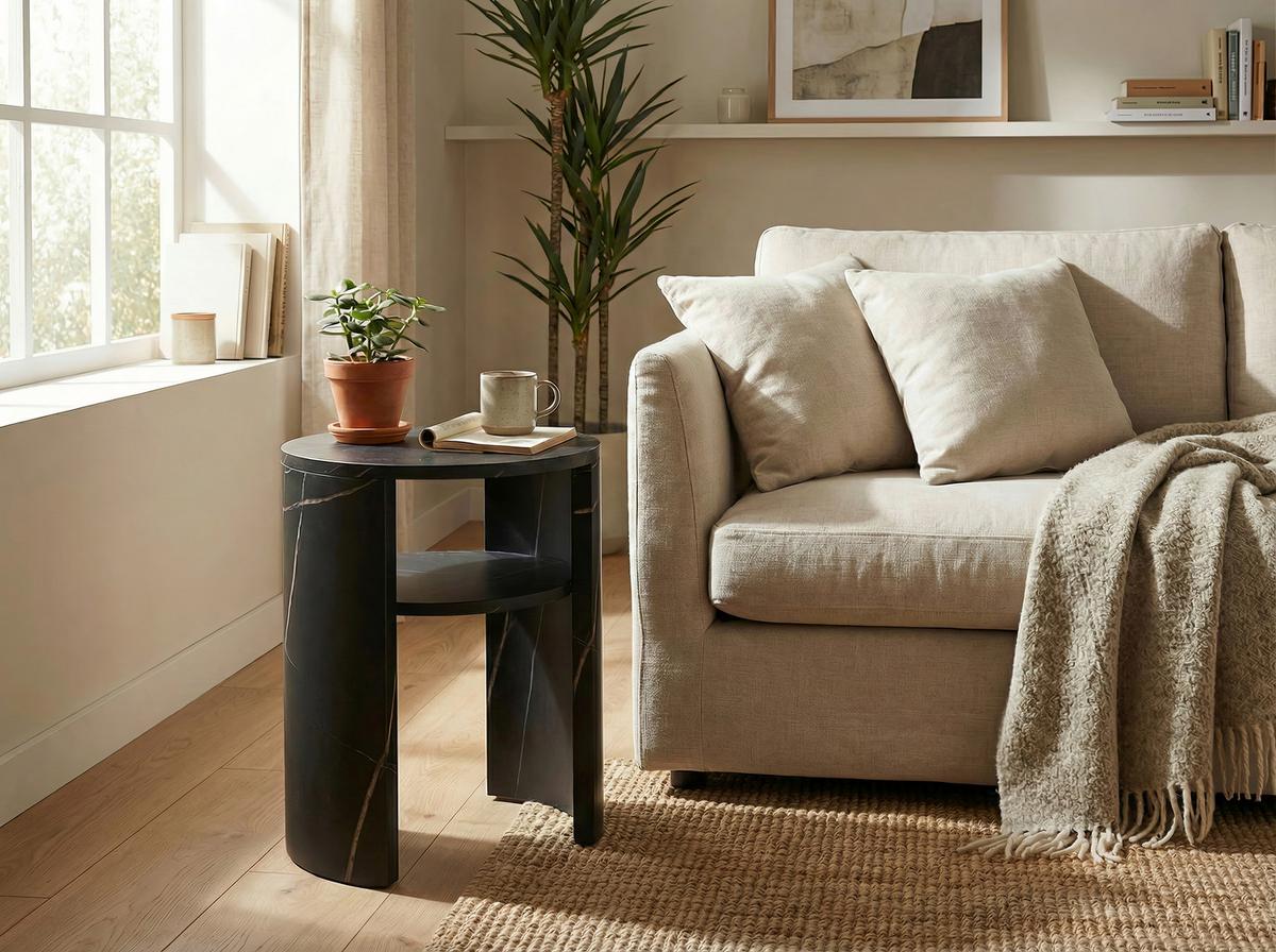 Beistelltisch Gaya Schwarz B: 35 cm - Schwarz, Trend, Holzwerkstoff (35/45/35cm)