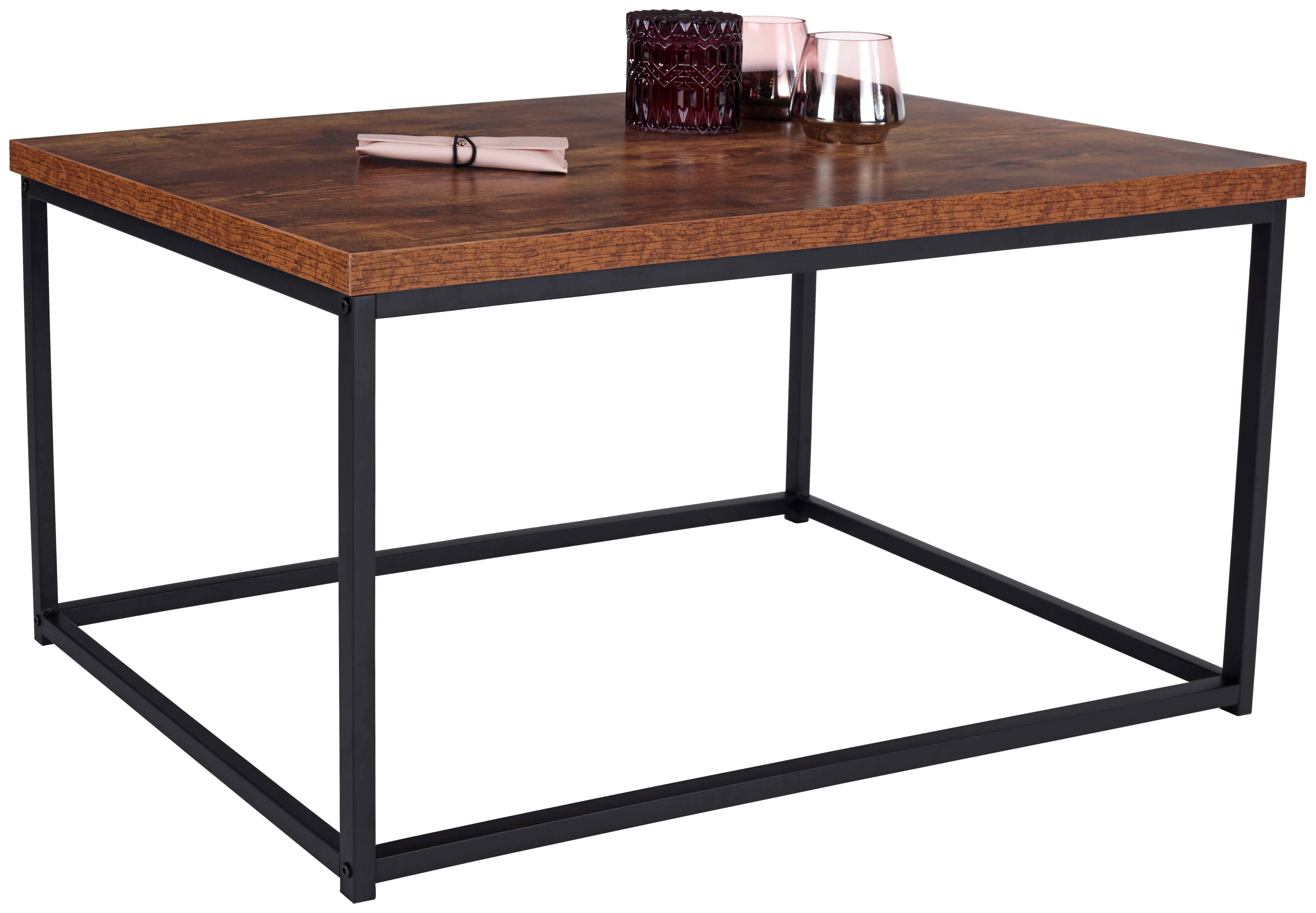 Couchtisch mit Metallgestell Jungle, Mango Dekor/Schwarz